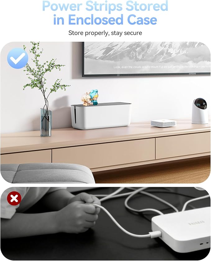 ORICO Cable Management Box, Cord Hider Box to Conceal Power Strips on Desk or Floor, Keeping Cords Tidy and Protected from Damage, Stylish Cable Organizers for Home, Office, School - PB01