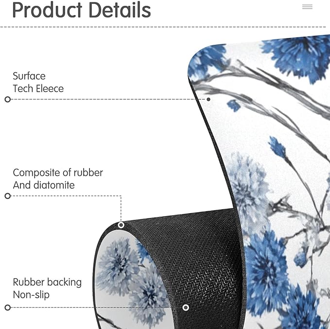 Kitchen Sink Splash Guard 2 PCS 14.7 Inch Sink Faucet Mat Splash Guard for Bathroom Countertop Water Absorbent Foldable Cuttable Soft Washable Chinese Style Cornflower