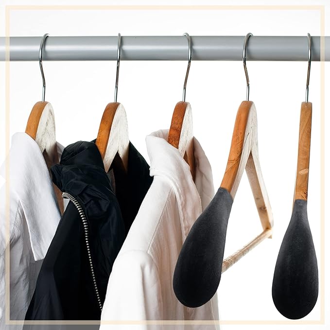 Qunclay 16 Pcs Velvet Hangers Shoulder Form Shaper Black Pads Flocking and Plastic Shoulder Protectors for Velvet Flocking Hangers Measuring 0.2 Inch in Thickness