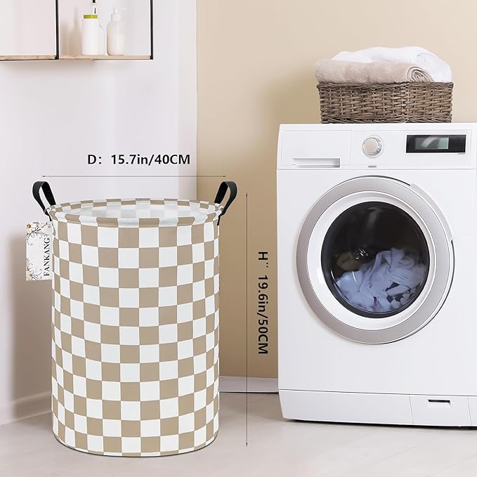 FANKANG Storage Basket, Nursery Hamper Canvas Laundry Basket Foldable with Waterproof PE Coating Large Storage Baskets for Kids Boys and Girls, Office, Bedroom, Clothes,Toys(Beige flag)