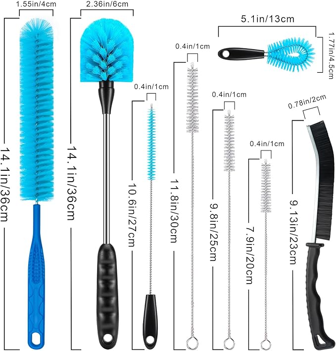 Bottle Brush Cleaning Set - Multi Cup Brush, Water Bottle Cleaner, Crevice Cleaning Brush Pipe & Tube Brushes for Tight Spaces, Grout Brush Cleaner Brush Long Straw Cleaner Brush for Stanley Mug