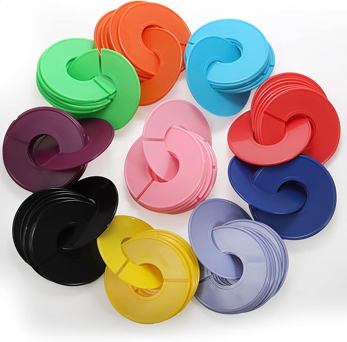 ZOOFOX 80 Pieces Closet Dividers for Hanging Clothes, Colored Clothing Rack Dividers, Round Closet Separator for Home or Clothing Store