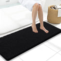 Arotive Bathroom Rugs 47x17, Extra Soft Absorbent Shaggy Chenille Bath Rugs, Machine Washable Rubber Backing Non-Slip Bath Mats for Bathroom Floor Tub and Shower, Home Decor Accessories, Black