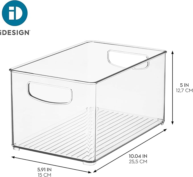iDesign Stackable Clear Plastic Bin - Kitchen Organizers and Storage for Fridge and Pantry, 2-Pack
