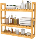 Domax Bamboo Bathroom Shelf 3-Tier Wall Mount Storage Rack Multifunctional Adjustable Layer Free Standing Over Toilet Utility Shelves Living Room Kitchen (Bamboo)