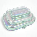 Clear Hard Shell Zipper Case,3PCS Transparent Clear Laser Zipper Pouches,Hard Side Plastic Case Set,Portable Travel Storage Organizer Bins