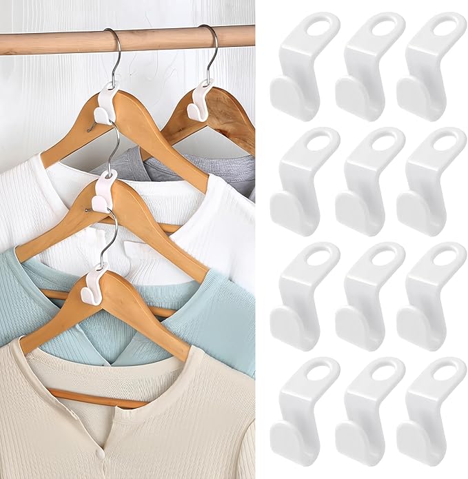 100 PCS Space Saving Hanger - Clothes Hanger Connector Hooks, Stacking Hanger Hooks Space Saver, Plastic Closet Organizers and Storage Hanger Extender for Heavy Duty Cascading Connection Hook (White)