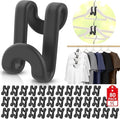 80Pcs Clothes Hanger Connector Hooks, Plastic Space Saving Heavy Duty Hanger Extender Clips for Closet Organizers, Black