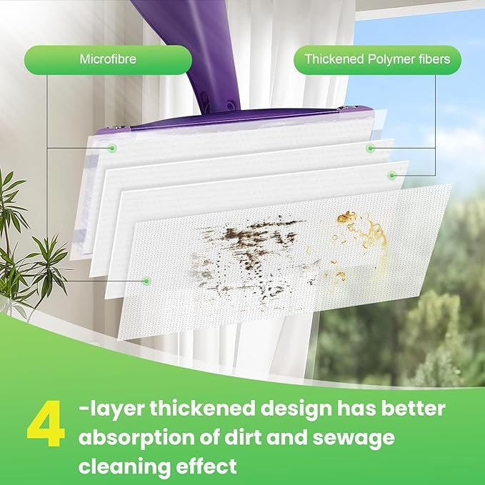 42 Count Disposable for Swiffer Wet Jet Pads for Swiffer WetJet Spray Mop, Extra Strong Dirt Locking and Water Absorbent, Powerful Stain Removal