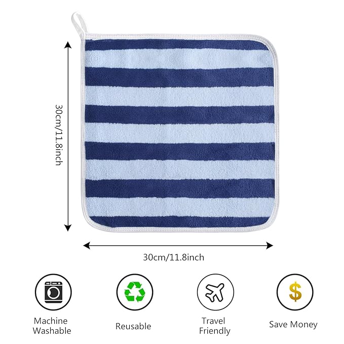 SINLAND Microfiber Facial Cloths Fast Drying Washcloth 12inch x 12inch Absorbent Face Wash Cloth Soft Makeup Remover Cloths