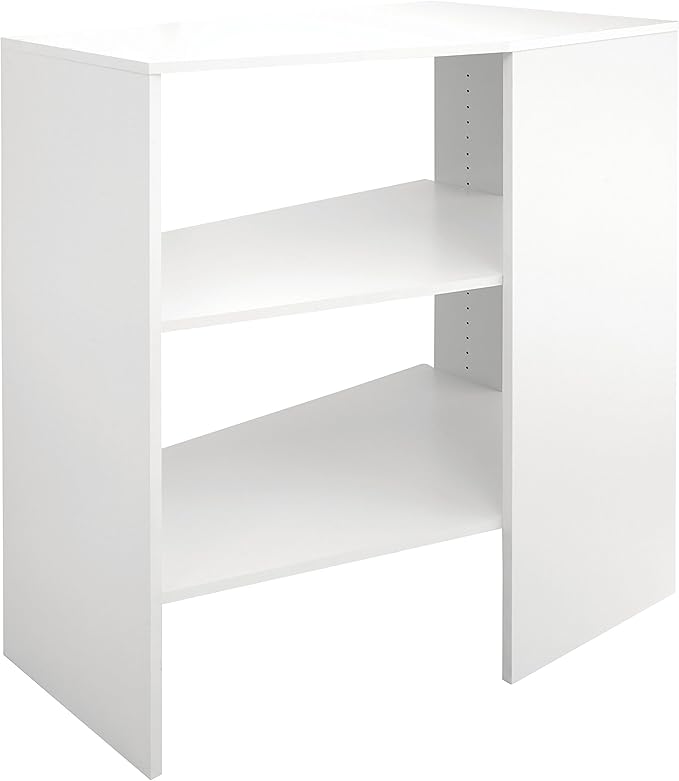 ClosetMaid SuiteSymphony Wood Corner Shelf Unit, 2 Shelves, Adjustable, Stacking, For Storage, Closet, Clothes, Shoes, Décor, Pure White