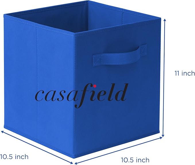 Casafield Set of 6 Collapsible Fabric Cube Storage Bins, Royal Blue - 11" Foldable Cloth Baskets for Shelves, Cubby Organizers & More
