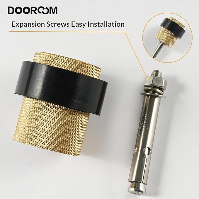 1-1/2 Inch Length 1-3/5 Height Cylindrical Floor Mount Door Stopper Heavy Duty Door Holder Brass Floor Mounted Hardware Quite Doorstop Keep Door Open, 1 Pack, Matt Black