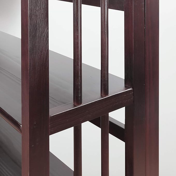 Casual Home 3 Shelf Folding Stackable Bookcase, 27.5" Wide, Espresso
