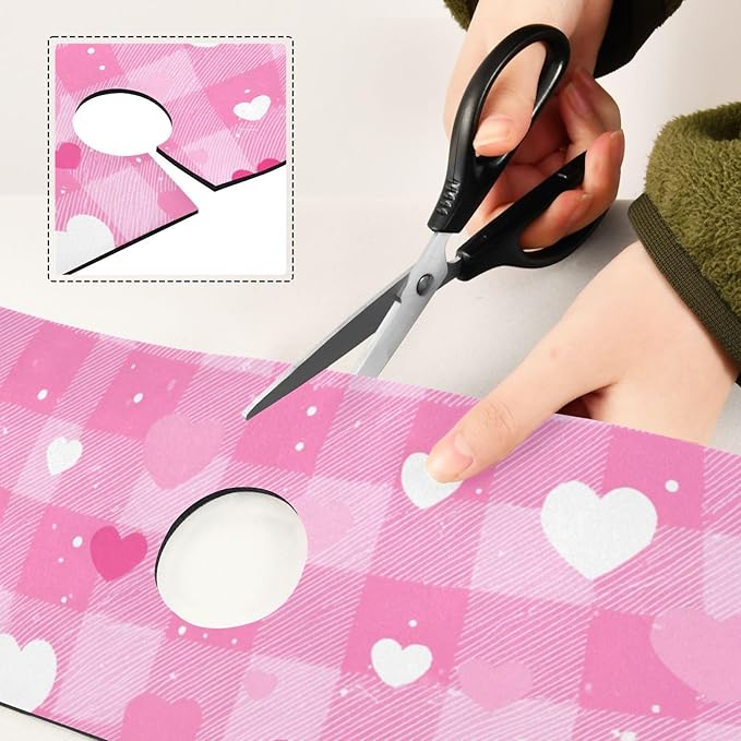 Kitchen Sink Splash Guard 1 PC 14.7 Inch Sink Faucet Mat Splash Guard for Bathroom Countertop Water Absorbent Foldable Cuttable Soft Washable Plaid Checkered Pink White Hearts Dots