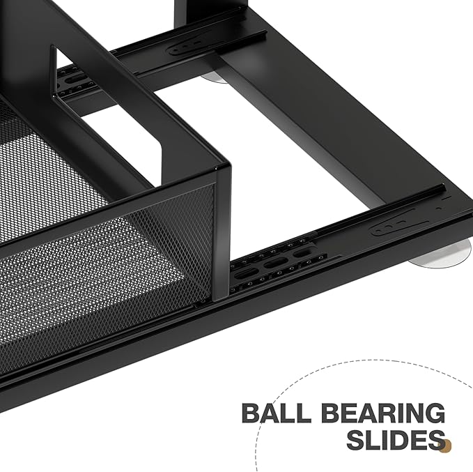 Corbyles 2 Pack 18.5IN-Depth Under Sink Organizer With Next-Gen Ball-Bearing Slides,2-Tier Pull Out Cabinet Storage,Height Adjustable Drawer Shelf for Bathroom,Kitchen,Laundry,Cabinet,Pantry-Black