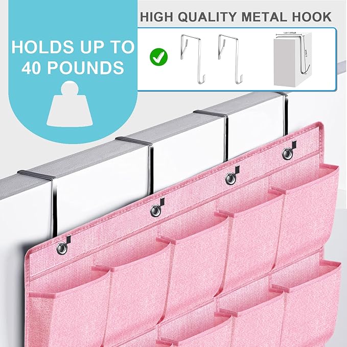 homyfort 35 Pockets Over the Door Shoe Organizer, Hanging Door Shoe Rack for Closet, Large Shoe Storage Holder Zapateras Organizer for Shoes (Pink)