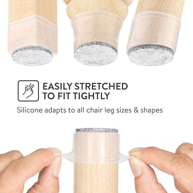 Aneaseit Silicone Chair Leg Floor Protectors, Felt Furniture Pads for Hardwood Floors, Rubber Chair Leg Protectors, Covers for Wooden Floors or Tile (16pcs, Clear)
