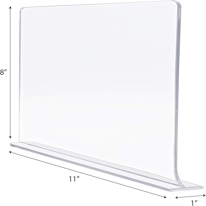 Sorbus Acrylic Adhesive Shelf Divider Organizers, w/Self Adhesive Tape, Great for Closet Organization, Clothes, Linens, Purse Separators, Kitchen Cabinets, Bedroom, 6-Pack, Clear (11x1x8)
