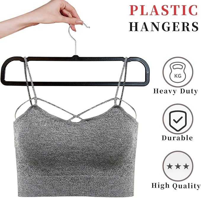 Slim Plastic Pants Hangers (Non-Velvet),Thin Space-Saving Trouser Hanger,Jeans Hangers with 360° Swivel Chrome Hook,Clothes Organizers for Slacks Scarf Trousers Ties,13.77inch