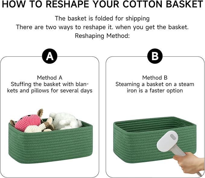 6 Pack Storage Baskets for Shelves, Small Baskets for Shelves, Cute Decorative Storage Bins, Organizer Basket for Gifts Empty, 11.8''Lx7.8''Wx4.7''H-Green