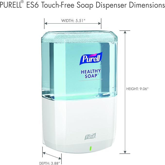 PURELL ES6 Automatic Hand Soap Dispenser, White, Compatible with 1200 mL PURELL ES6 Hand Soap Refills (Pack of 1) - 6430-01 - Manufactured by GOJO, Inc.