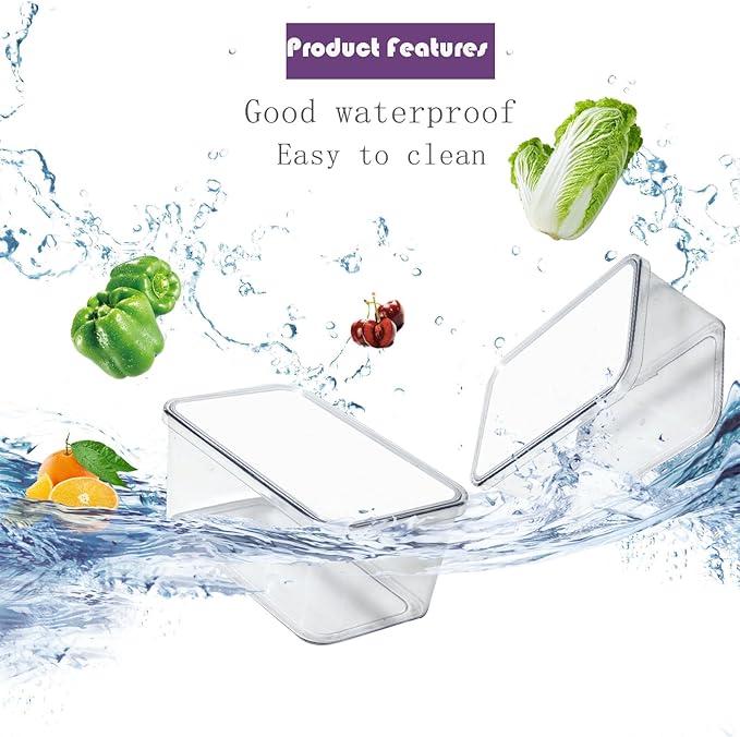 Sgoostood Clear Storage Bins With Lids,4 Packs Food Storage Organizer,Stackable Kitchen Cabinet,Bathroom Basket,Fridge Organization.Pantry Transparent Containers For Fruits,Drinks