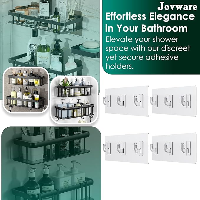 Shower Caddy Adhesive Replacement Stickers for Organizer and Shelf, Bathroom Strips 4 Pack