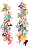 2pcs Stuffed Animal Storage Chain - Boho Stuffed Animal Hammock with 40pcs Metal Clips, Stuff Animal Organizer Hanging Storage for Bedroom Wall Door Display
