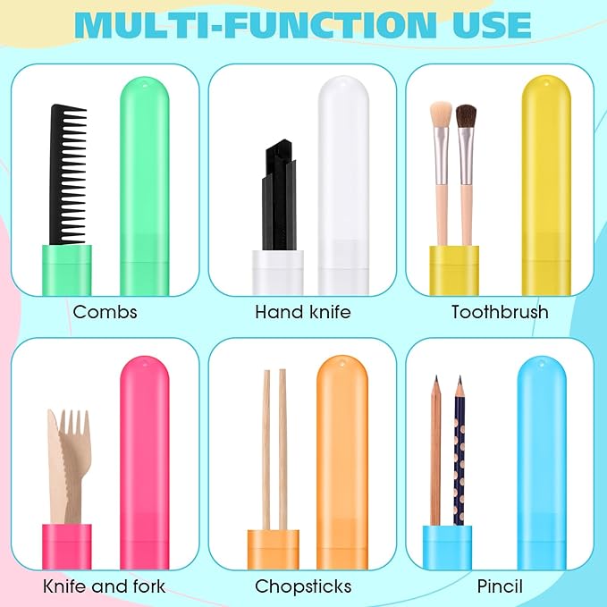 LemonRoad 40 Pcs Travel Toothbrush Holder Sets 20 Disposable Toothbrush Individually Wrapped 20 Portable Tooth Brush Case Covers with Ventilation Holes for Travel, Home, Camping, Hotel(Candy)