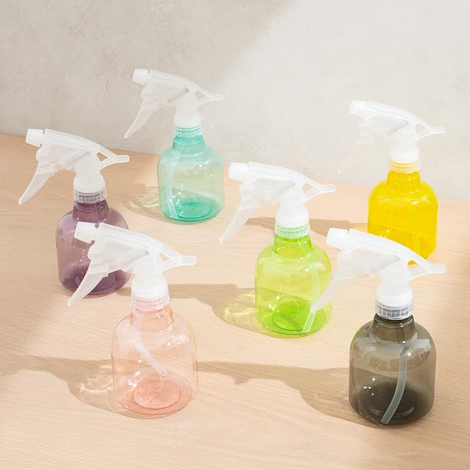 Youngever 6 Pack Empty Plastic Spray Bottles, 6 Assorted Colors (8 Ounce)