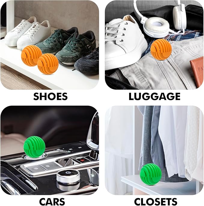Shoe Deodorizer Balls, Sneaker Odor Eliminator, Long-Lasting Air Freshener for Cloest Car Lockers Drawer Gym Bags, 12 Pack- Eucalyptus Citrus Scent