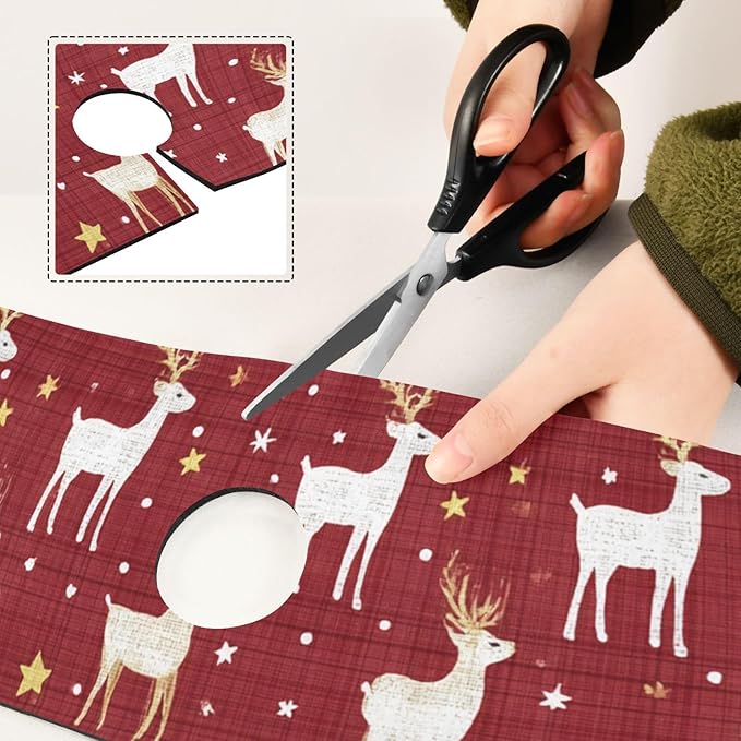 Kitchen Sink Splash Guard 2 PCS 14.7 Inch Sink Faucet Mat Splash Guard for Bathroom Countertop Water Absorbent Foldable Cuttable Soft Washable Red Christmas Reindeer Star Dots