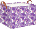 CLOCOR Rectangular Storage Basket Empty,Gift Basket,Waterproof Storage Bin with Handles,Room Decor(Purple Easter)