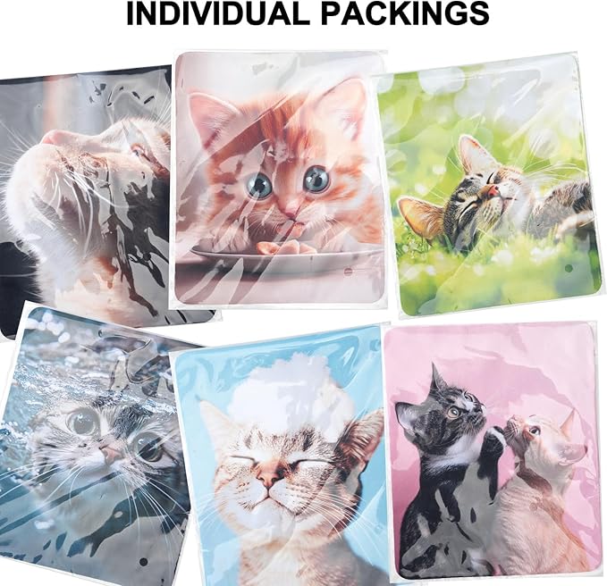 Microfiber Glasses Cleaner Cloth,Cute Cat Cleaning Clothes for Eyeglass,Phone, Screens, Camera Lens -6pcs