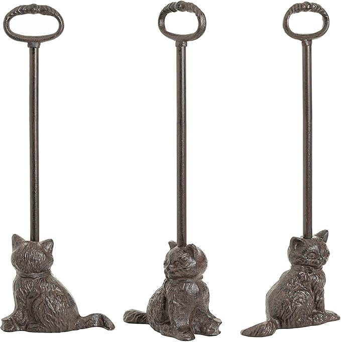 Sungmor Portable Door Stopper Wedge, 21.6" Tall Lovely Cat Door Holder, Cast Iron Heavy Duty Animal Statue Door Stops with Handle, Antique Style Decorative Ornaments for Home or Yard