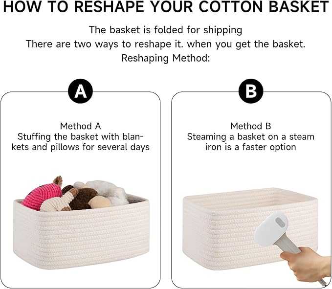 6 Pack Storage Baskets for Shelves, Small Baskets for Shelves, Cute Decorative Storage Bins, Organizer Basket for Gifts Empty, 11.8''Lx7.8''Wx4.7''H-White