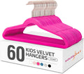 HOUSE DAY Velvet Kids Hangers 60 Pack, Premium Childrens Hangers for Closet, Ultra Thin Cute Clothes Hanger, Non Slip Small Felt Hanger 14 Inch for Kids Clothes, Hot Pink