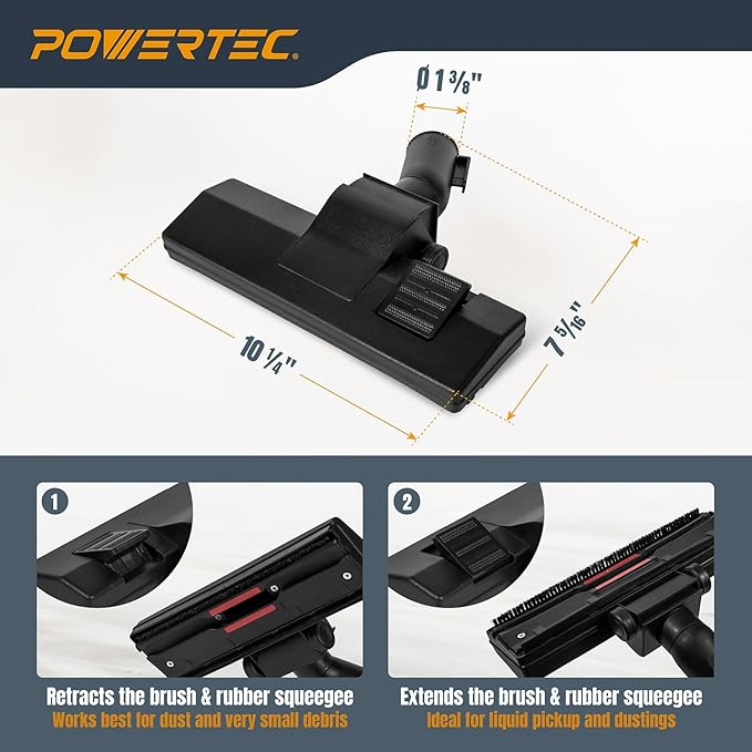 POWERTEC Shop Vacuum Attachment 5 Piece Kit for Wet Dry Vac with 2-1/4" Inlet, Shop Vac Accessories Kit for Workshop Cleaning and Car Detailing (70448)