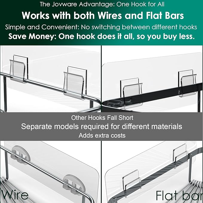 Jovware 14 Pack Shower Caddy Adhesive Replacement, Strong Adhesive Shower Shelf and Hooks, No Drilling Adhesive for Shower Organizer, Soap Holder, Sponge Holder and Kitchen Rack
