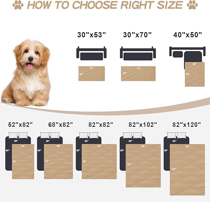 Smiry Waterproof Dog Bed Cover Blanket 82x120, Soft Reversible Pet Blanket, Washable Leakproof Cats Dogs Couch Cover for Sofa, Couch, Furniture, Lattice, Camel/Beige