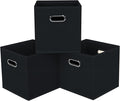 Black Foldable Storage Cubes Bins, Fabric Storage Box Cubes Organizer Baskets with Dual Handles for Home Organizer,Set of 3,(Black)