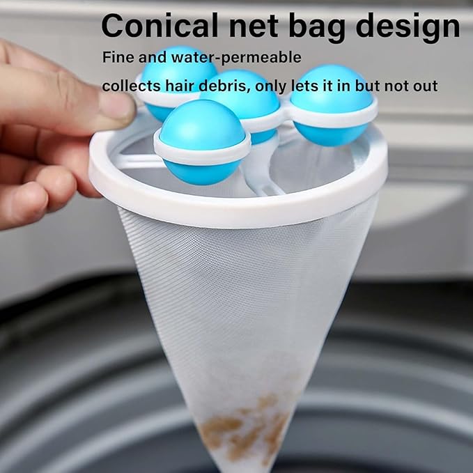 Vortexes Float Hair and Lint Catcher, Floating Hair Filtering Mesh Removal, Laundry Lint Fur Catcher for Washing Machine Pet Hair Remover, Reusable Laundry Lint Trap Mesh for Washer (Pink)