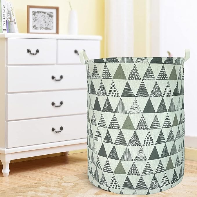Merdes 19.7’’ Waterproof Foldable Laundry Hamper, Dirty Clothes Laundry Basket, Linen Bin Storage Organizer for Toy Collection (Triangle Grey)