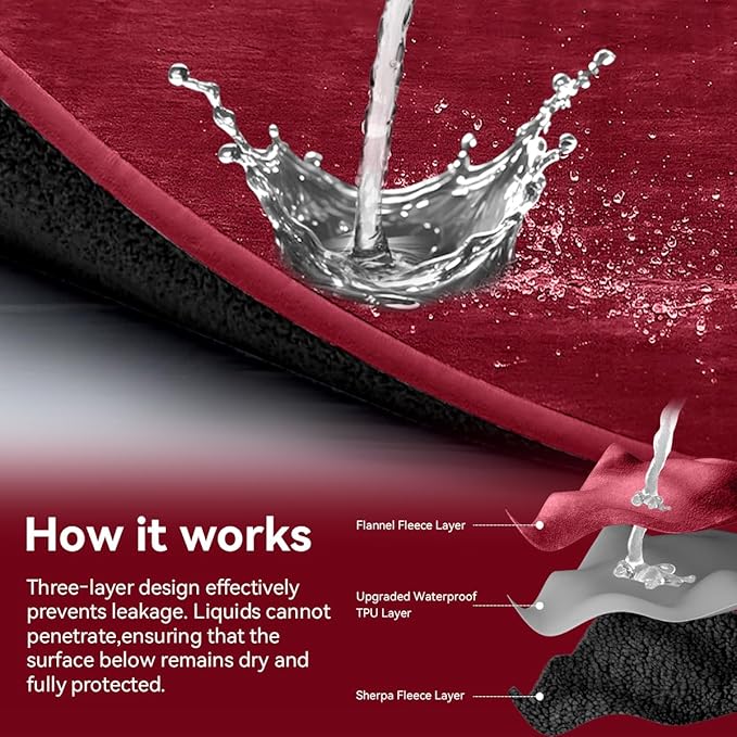 Waterproof Blanket for Couples - Love Blankets Stain Proof, Absorbent, Leakproof, Reversible, Plush Cozy & Washable - Waterproof Couch Cover Ideal for Bed/Couch, Dogs/Cats(80"x90", Wine red/Black)