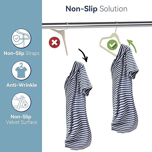 Premium Velvet Hangers 60 Pack, Non Slip Clothes Felt Hanger Heavy Duty for Coat, Premium Slim Space Saving Suit Hangers for Closet Organizer, 360° Rotating Silver Hook