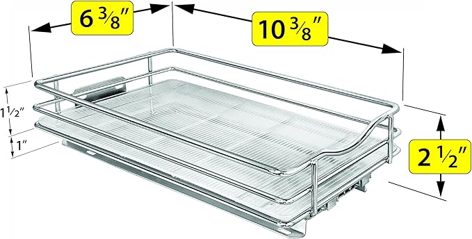 LYNK PROFESSIONAL® Pull Out Spice Rack Organizer for Inside Kitchen Cabinets - 6-3/8 inch Wide - Slide Out Drawer – Chrome Sliding Spice Organization for cabinet - Spice Racks - 1 Tier