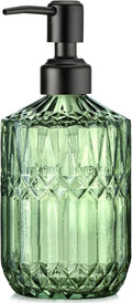 Green Glass Soap Dispenser with Black Rust Proof Pump Refillable for Kitchen Dish Soap Bathroom Hand Soap Lotion and Body Wash