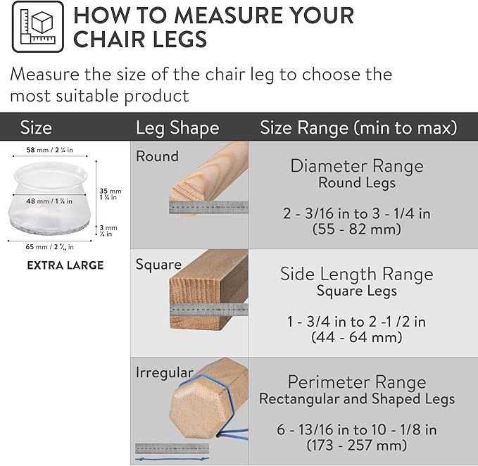 Aneaseit Chair Leg Floor Protectors - 8 pcs Brown - Felt Bottom Silicone Pads for Hardwood Floors & Furniture Feet - Rubber Caps for Chairs - X-Large