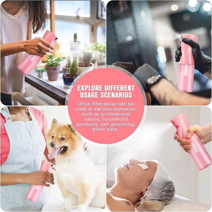 Two-pack Spray Bottles, Fine Mist Refillable Spray Water Bottles, All-Season Continuous Spray Bottles for Hair, Skin Care, Gardening, Pet Bathing, Travel, Cleaning & Home Use